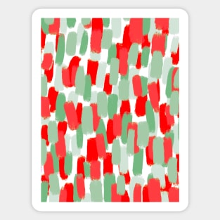 Red and Green, Paint Brush Strokes, Abstract Sticker